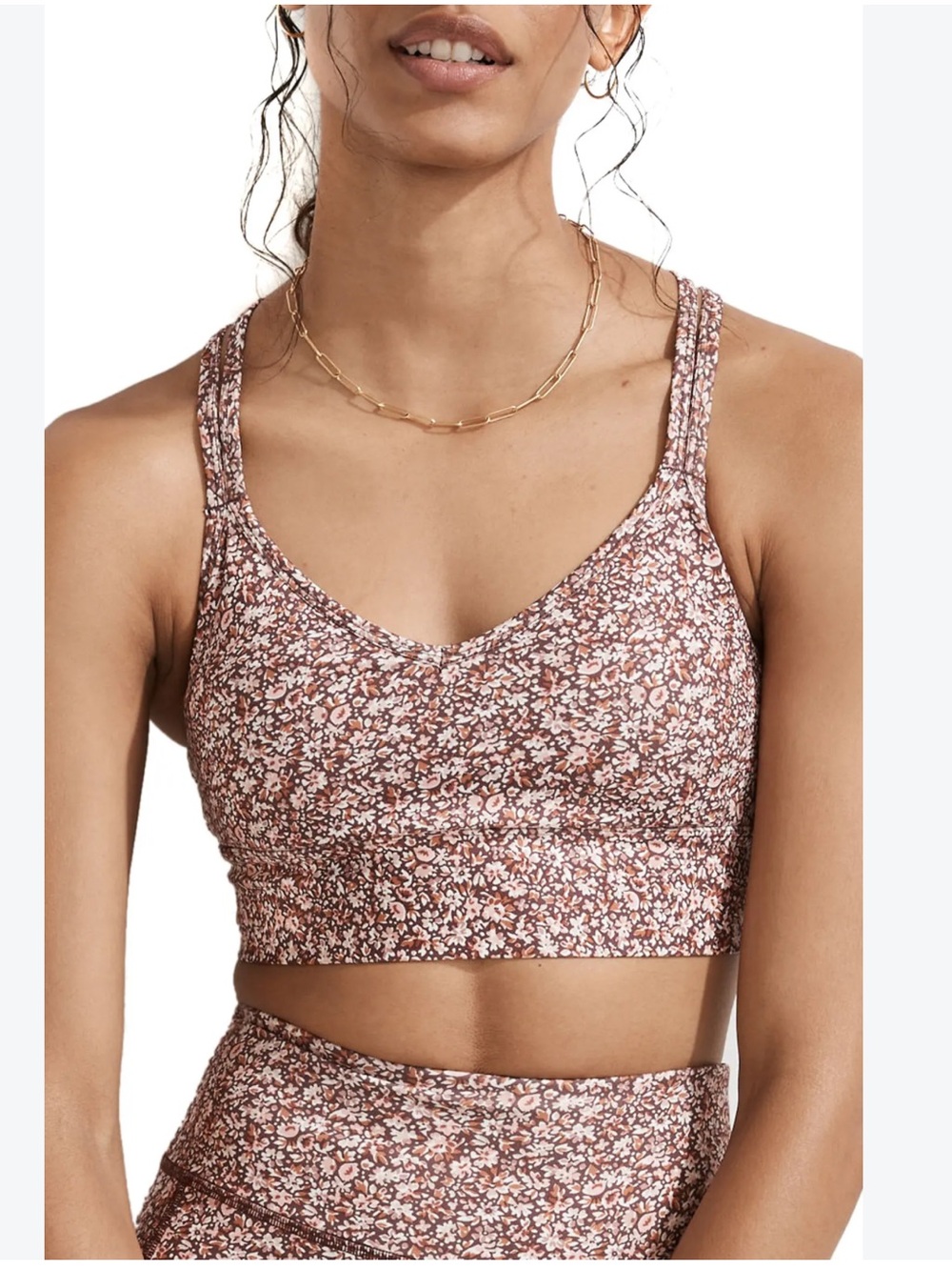 Madewell Floral Burgundy Sports Bra and Legging Set size Small